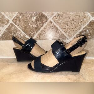 Alex Marie Navy Blue Wedges Sandals Women’s Size 6.5EUC Cute & Chic Summer Shoes